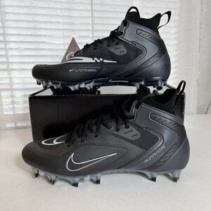 NIKE Alpha Huarache 8 Elite LAX Lacrosse Cleats Men Sz 8.5 / Women Size 10 Black